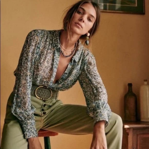 Sezane Tops - Sezane Tianna Shirt in Garden Blue size 34